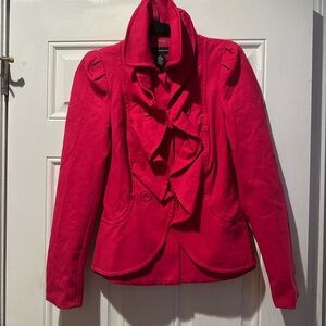 INC International Concepts Bold Pink Ruffle Blazer